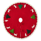 Cats and Green Trees Hand-Felted Christmas Tree Skirt - 60"