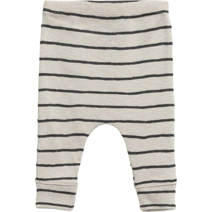 Abstract Striped Elastic Waistband Coconut Button Leggings