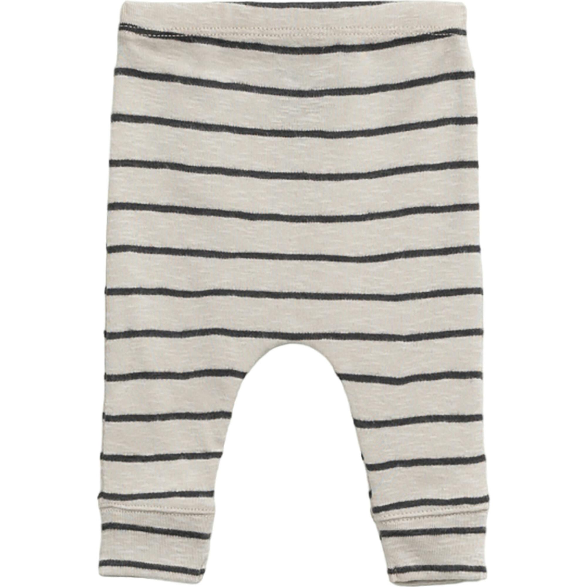 Abstract Striped Elastic Waistband Coconut Button Leggings