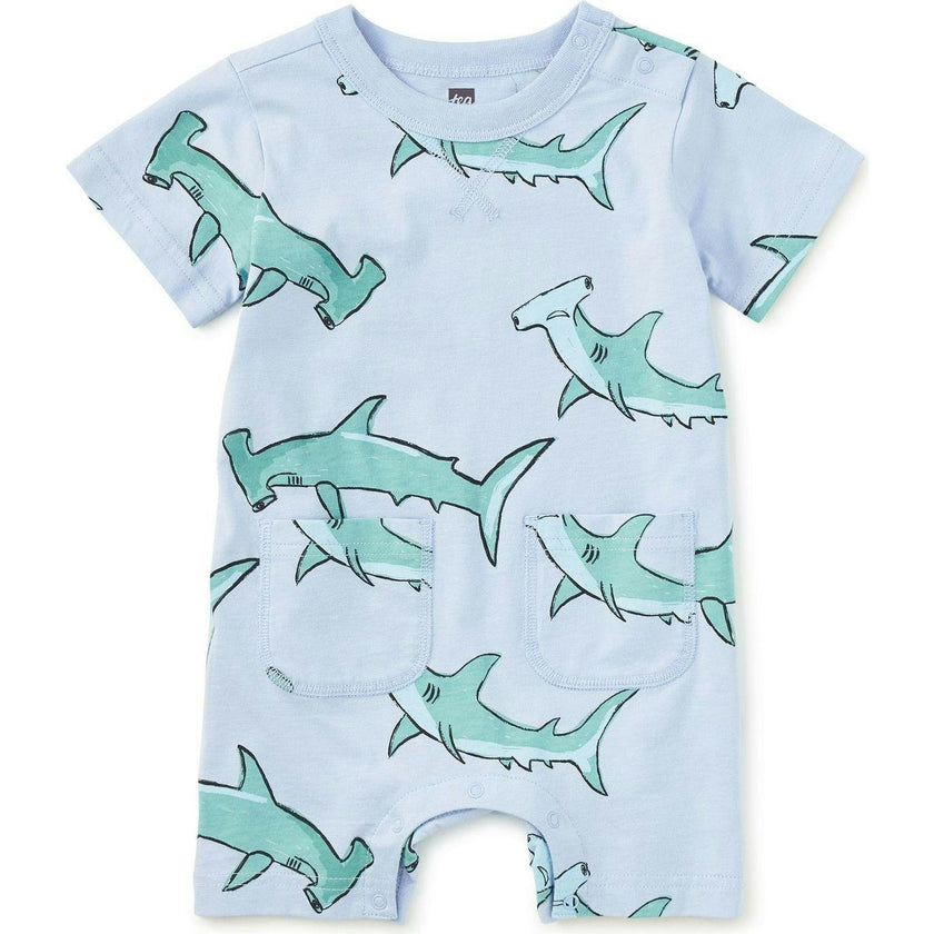 Double Pocket Baby Romper, Blue