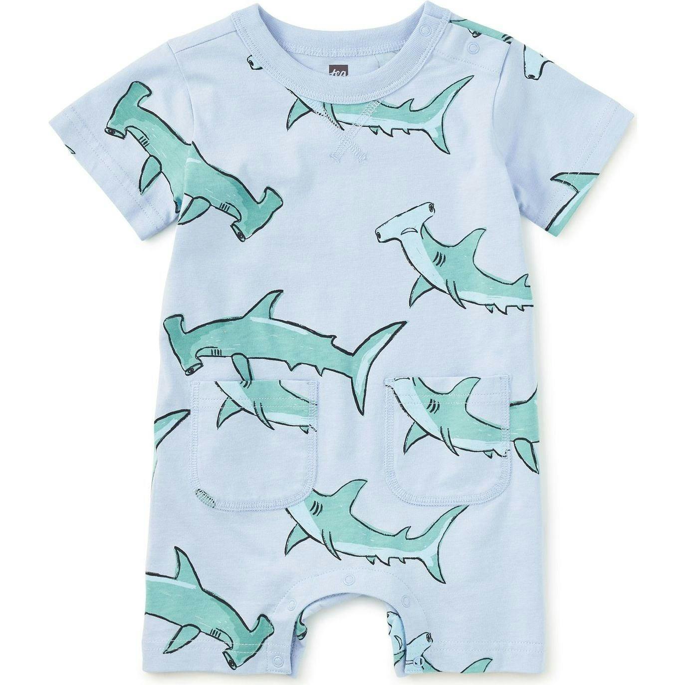 Double Pocket Baby Romper, Blue