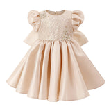 Champagne Altura Satin Bow Occasion Dress