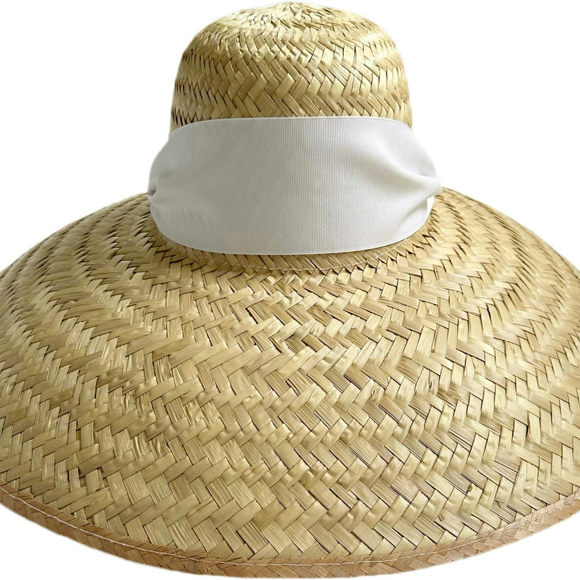 Geranium Sun Hat - Wide & Short White Grosgrain Ribbon