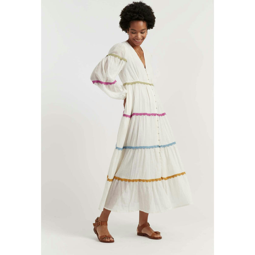Cotton Rainbow Scallop Dress