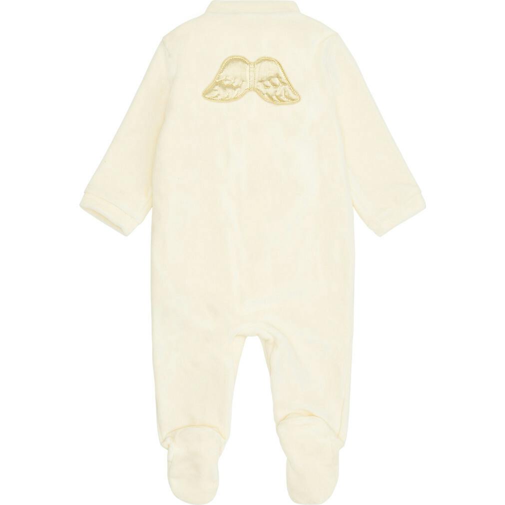 Velour Angel Wing™ Sleepsuit - Gold & Cream