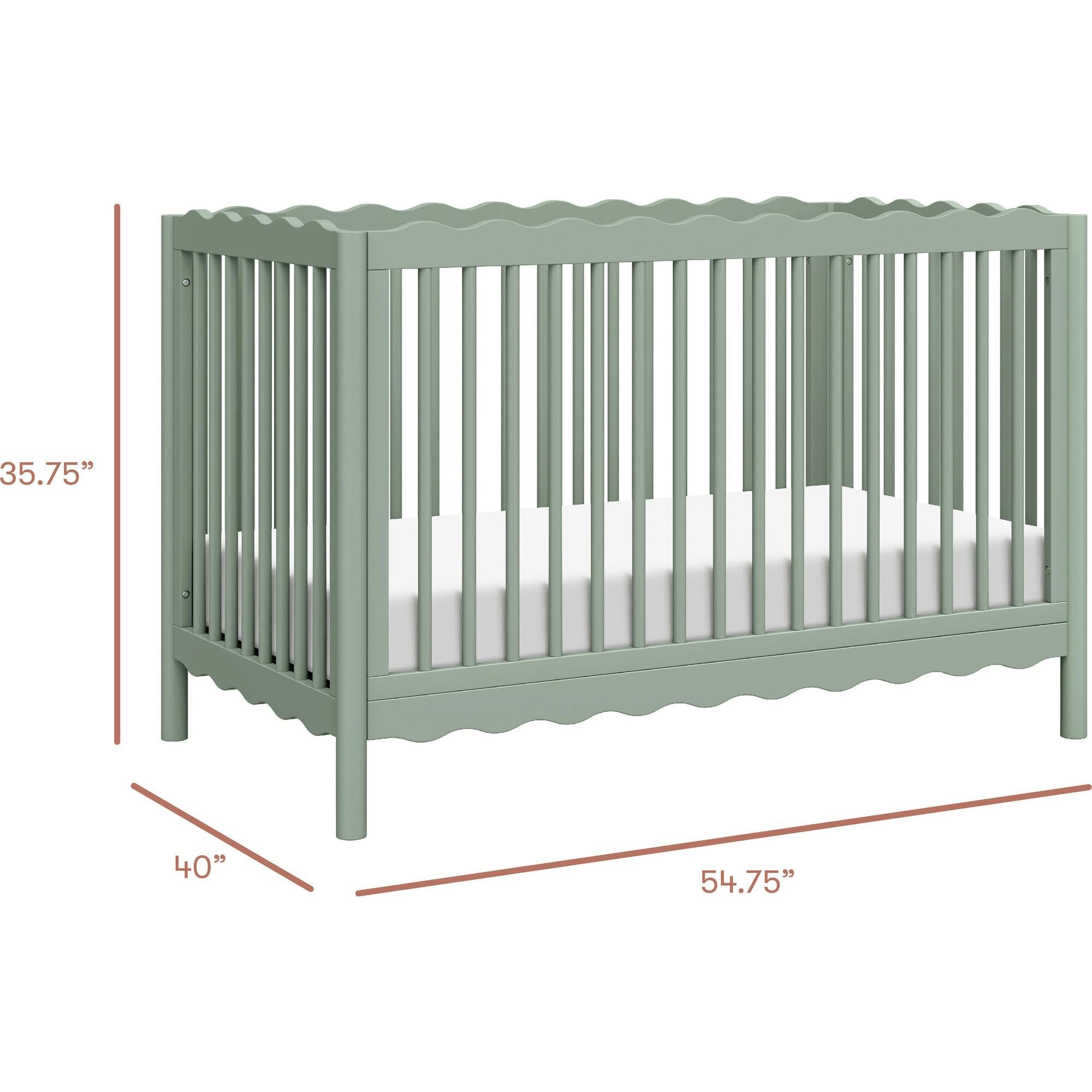 Swell 4-in-1 Convertible Crib with Toddler Bed Conversion Kit in Light Sage