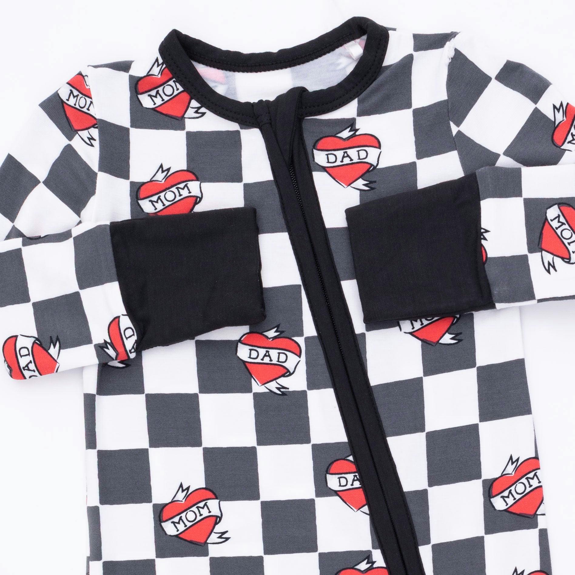 Heart Tattoo Check Black - Convertible Romper