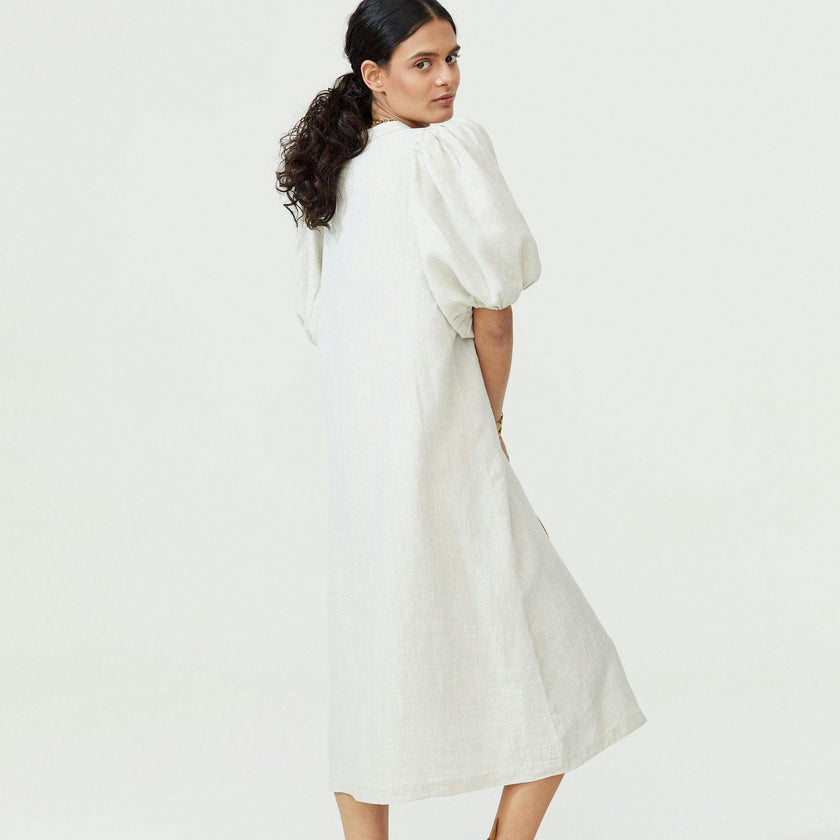 Bubble Linen Dress - Natural