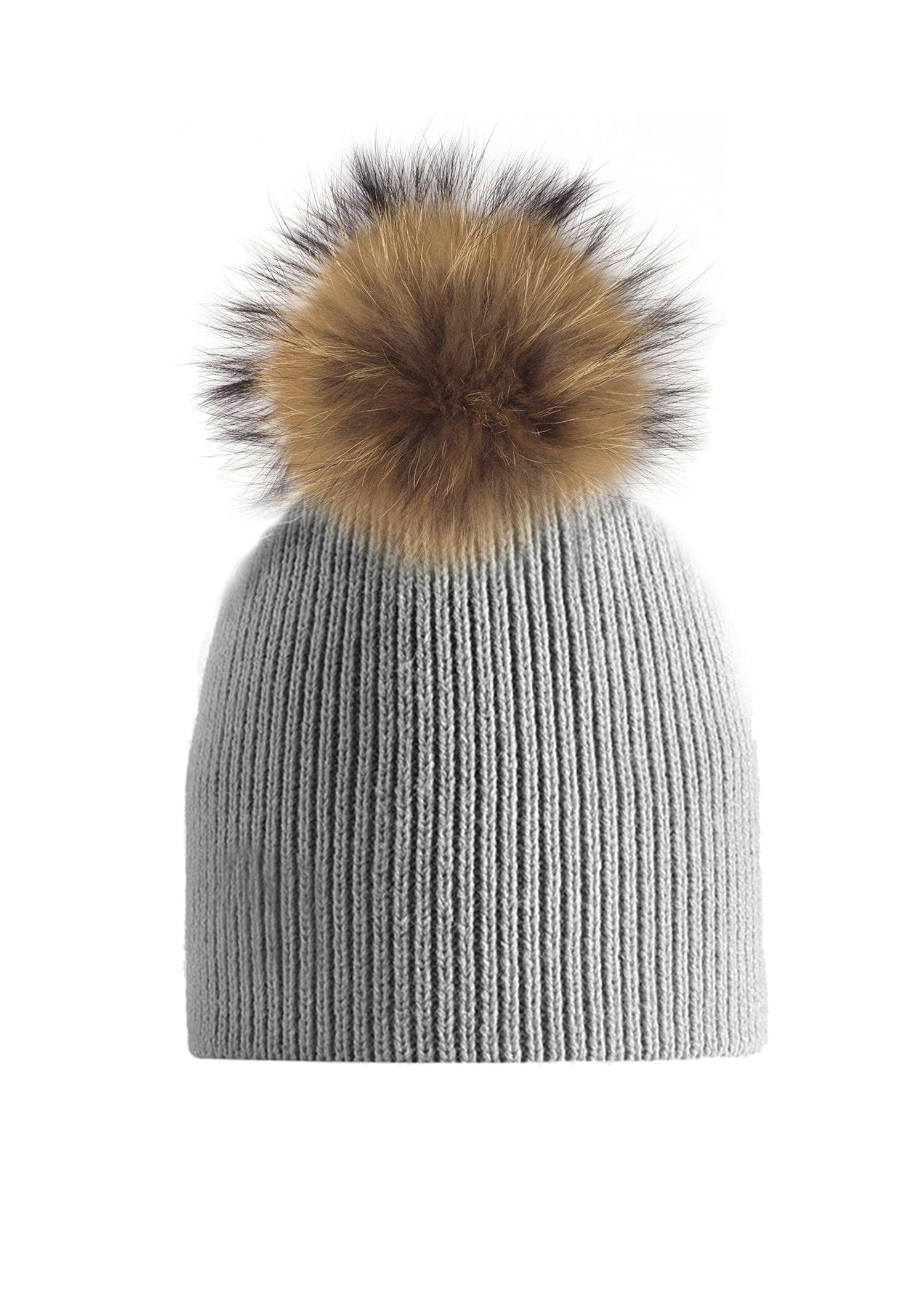 Knitted Wool Hat With A Genuine Fur Pom (TikTok)