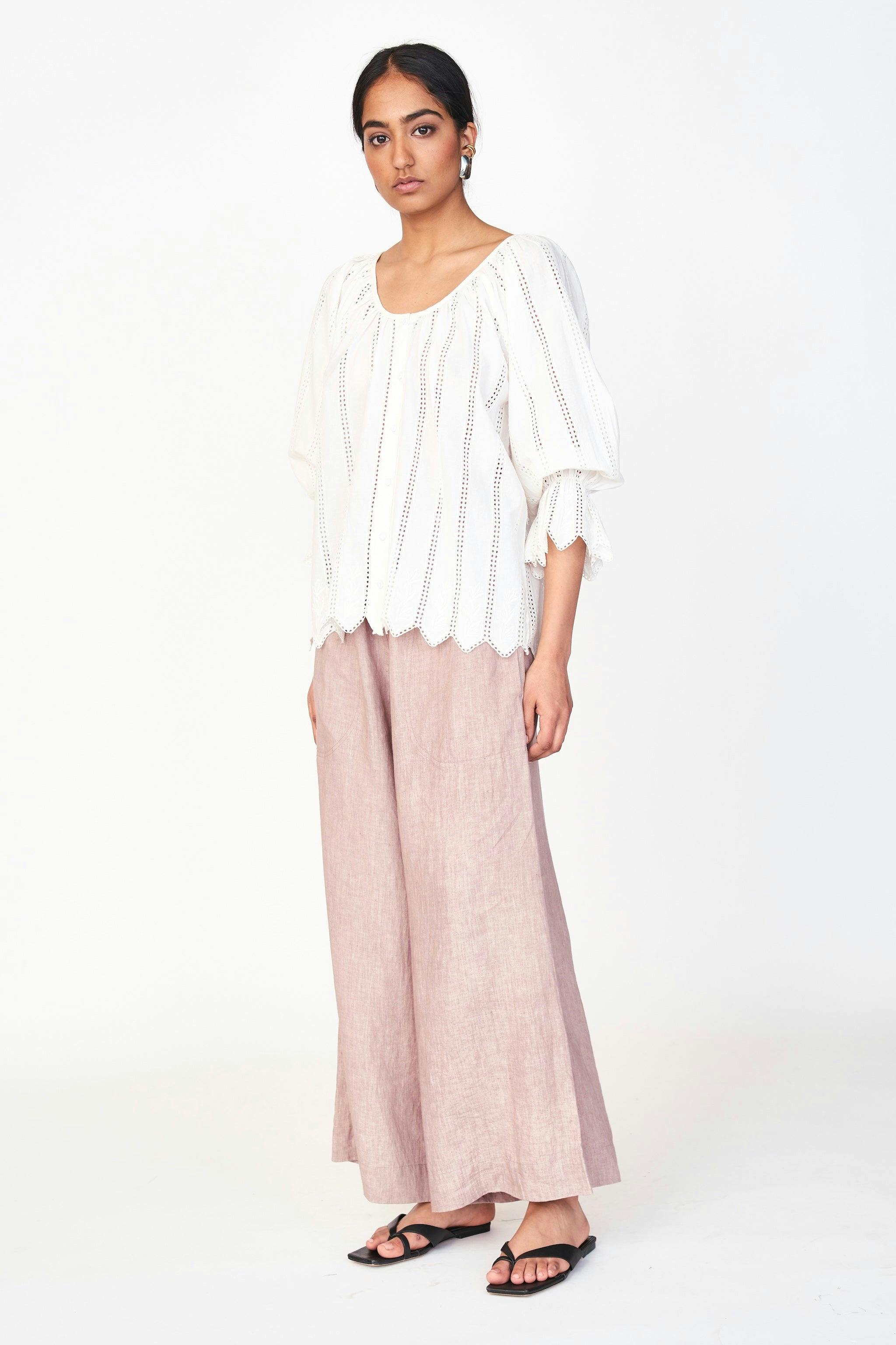 Seville Top in White Vine Eyelet