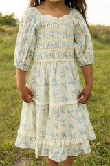 Mini Roselyn Dress in Ivory Porcelain Fleur