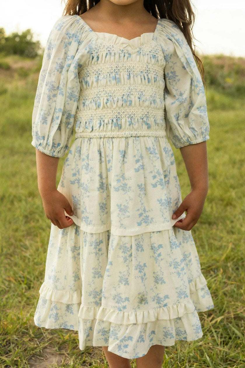 Mini Roselyn Dress in Ivory Porcelain Fleur
