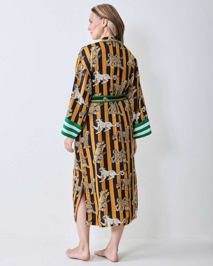 Leopard Stripes - Eco Satin Robe - Butterscotch