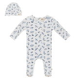 Floral Delight Ribbed Snap Front Romper and Hat Two Piece Set