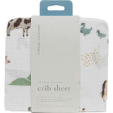 Cotton Muslin Crib Sheet - Farmyard
