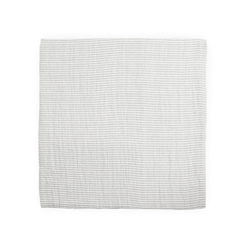 Organic Cotton Muslin Swaddle Blanket - Sand Stripe