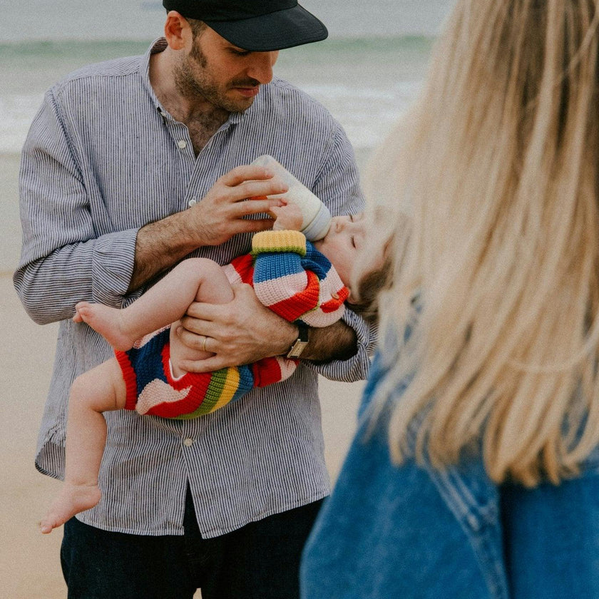 Canela Baby Jumper Tulip Red Multicolor Stripes