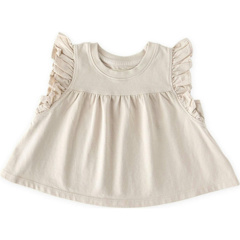 Garment Dye Ruffle T-Shirt, Brown