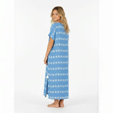 Capucine Maxi Womens Caftan Sky White Embroidery, Sky Blue