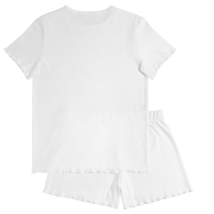 Women's Pima Pointelle Shirt & Short Pajamas Set