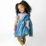 Mardi Gras Sequin Bow Patch Short Sleeve T-Shirt - Lavender