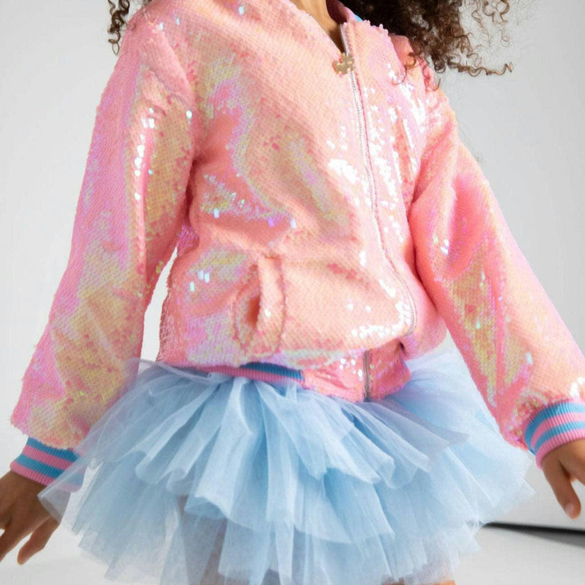 Pretty in Pink Unicorn Sequin Bomber