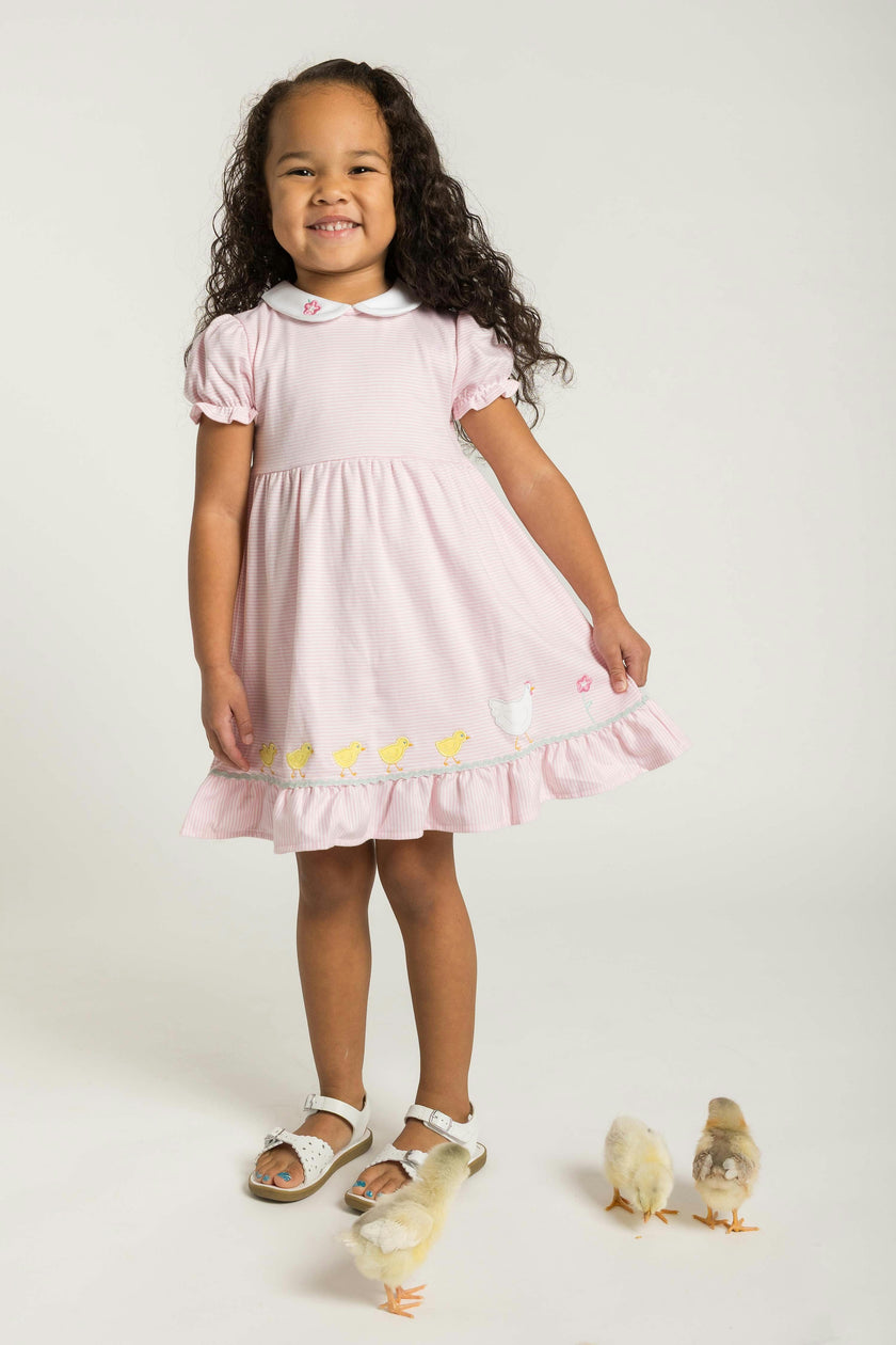 Stripe Knit Dress With Flowers