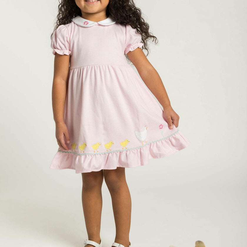 Stripe Knit Dress With Flowers
