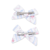 Anna Floral Stripe - 2 Pack Bow Clips