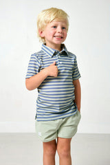 slate/sage qb stripe polo shirt