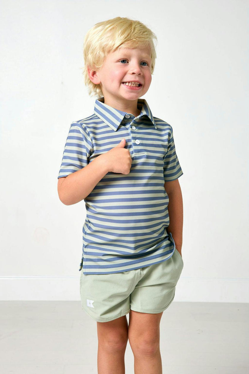 slate/sage qb stripe polo shirt