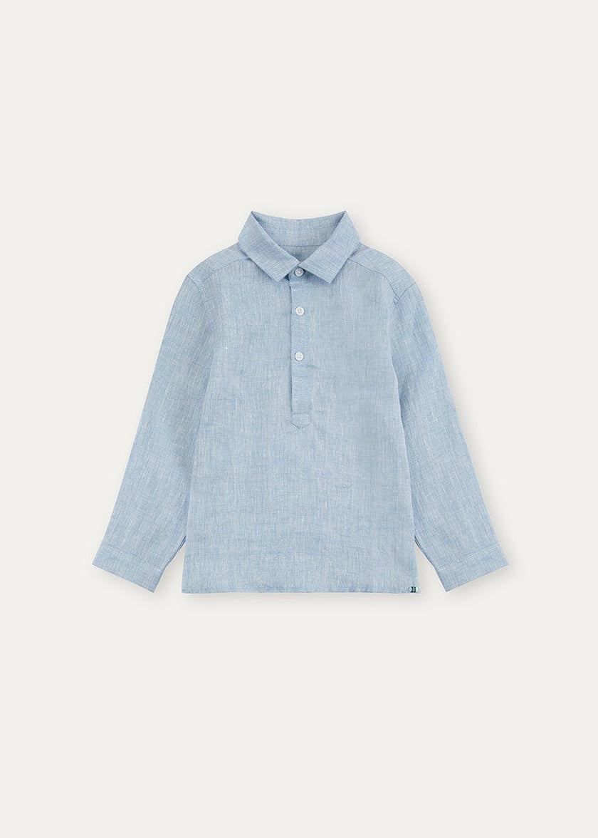 Blue Denim 100% Linen Shirt