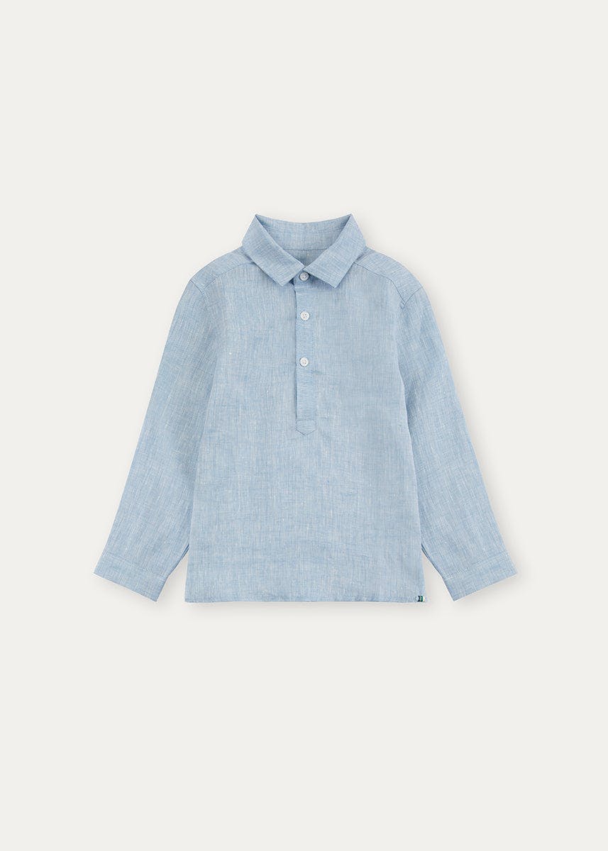 Blue Denim 100% Linen Shirt