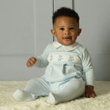 Pima Blue Teddy Smocked Footie