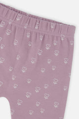 Organic Cotton Pants And Top Set Purple Floral Print