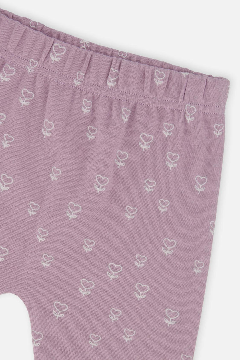 Organic Cotton Pants And Top Set Purple Floral Print