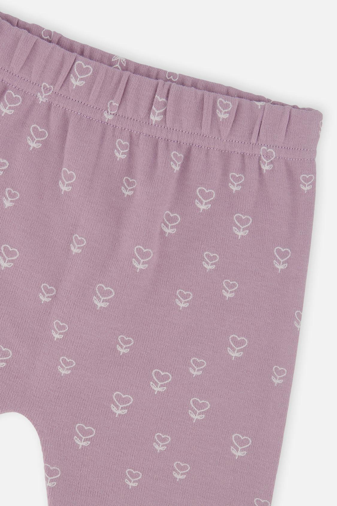 Organic Cotton Pants And Top Set Purple Floral Print
