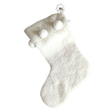 Cream Pom Pom Christmas Stocking Hand Felted Wool Arcadia Home