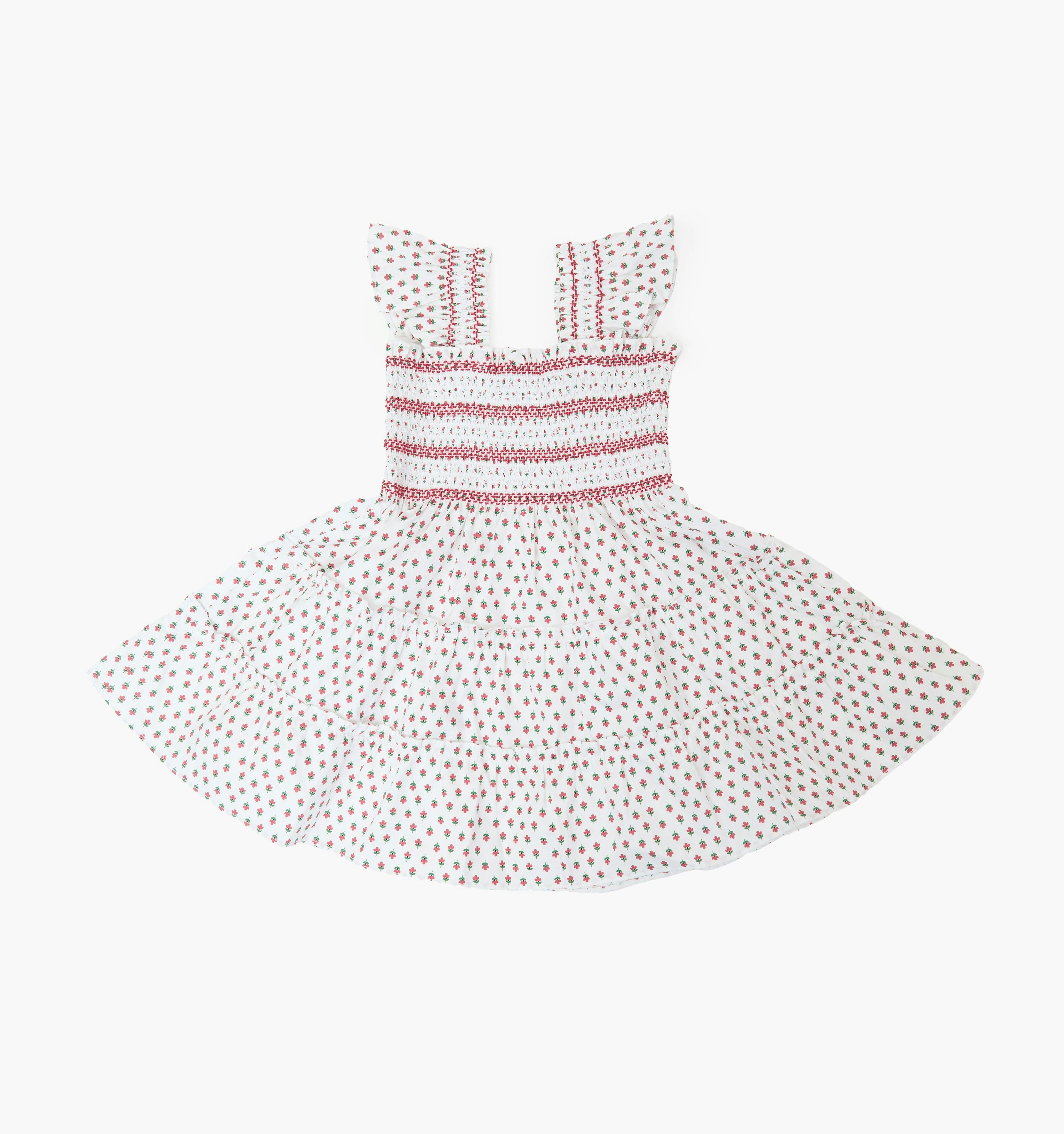 The Tiny Ellie Nap Dress - White Poppy Half Drop