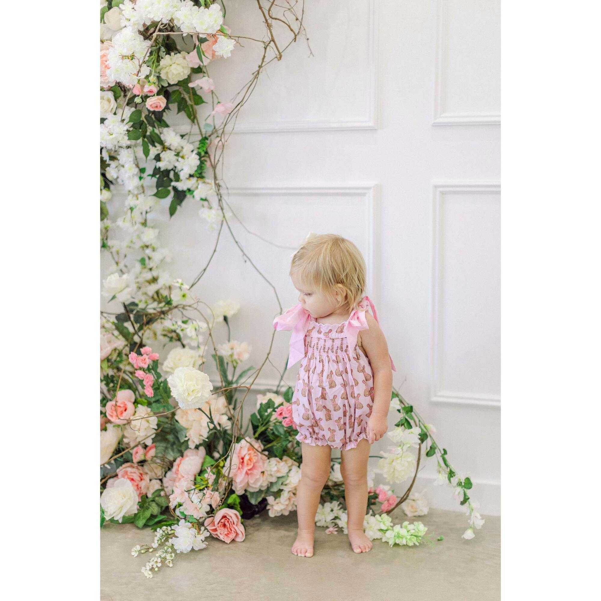 Pink Chocolate Bunny Smocked Bubble