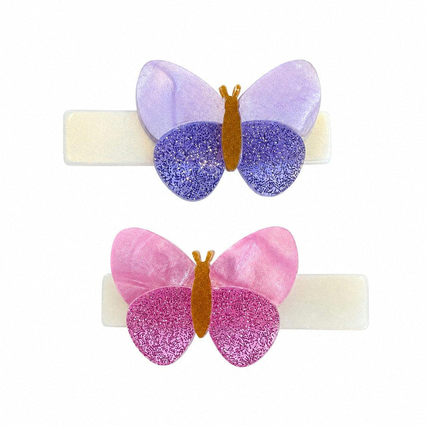 Butterflies Shimmer Lilac Pink Hair Clips