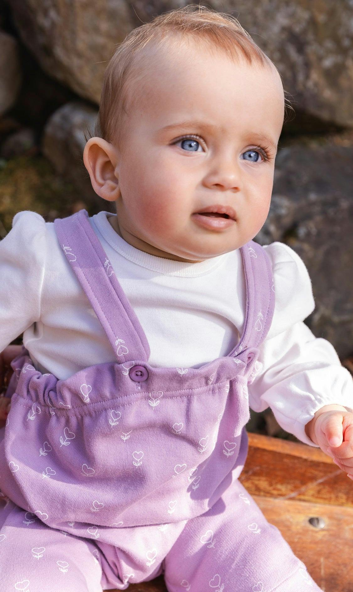 Organic Cotton Onesie And Overall Set Purple Floral Print