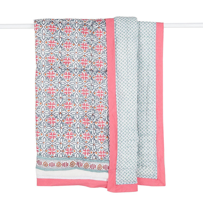 Block-Printed Cotton Crib Quilt