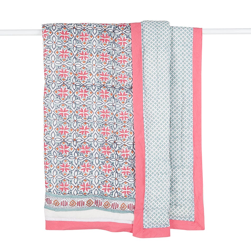 Block-Printed Cotton Crib Quilt