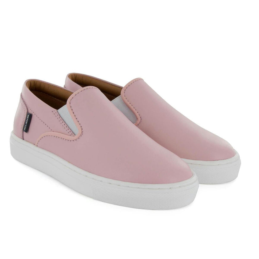 Smooth Leather Slip On Sneakers, Pink