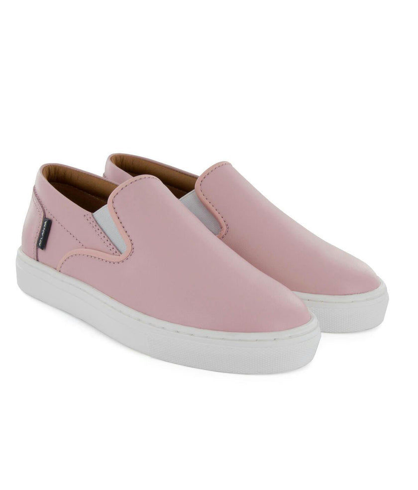 Smooth Leather Slip On Sneakers, Pink