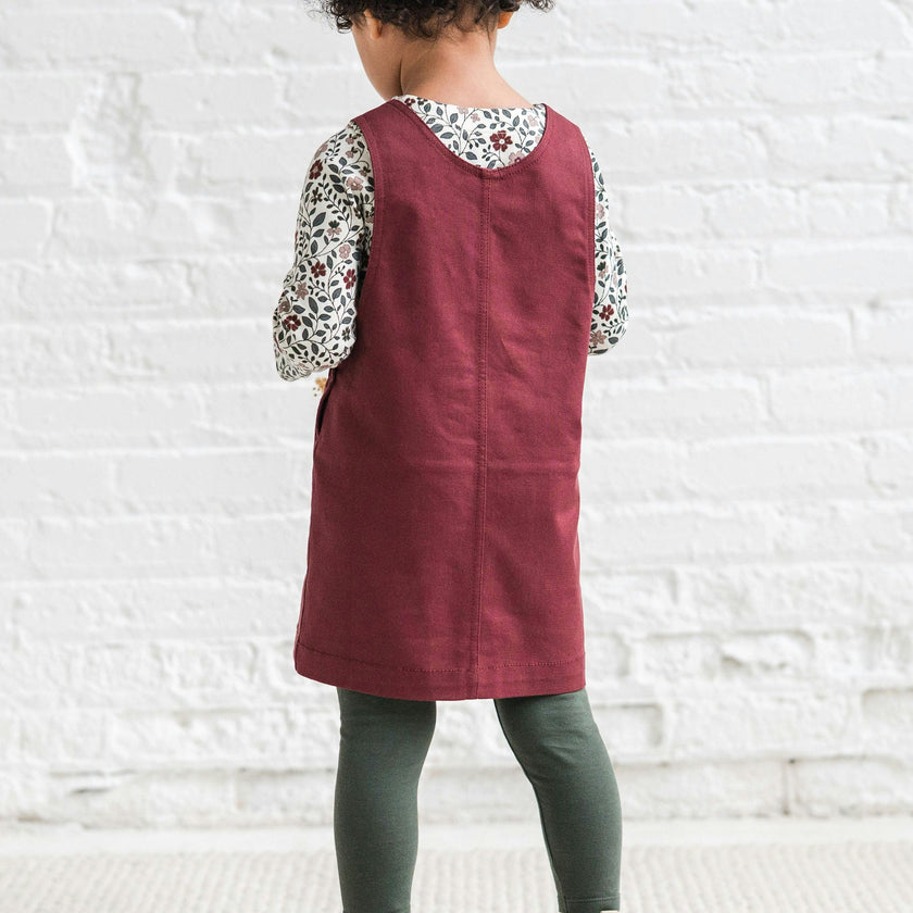 Alma Twill Jumper Dress Cranberry