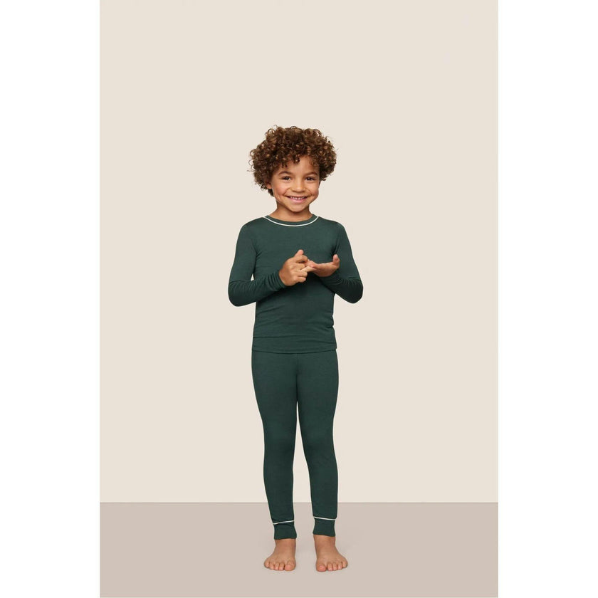 Kids TENCEL Modal Unisex Long PJ Set, Green