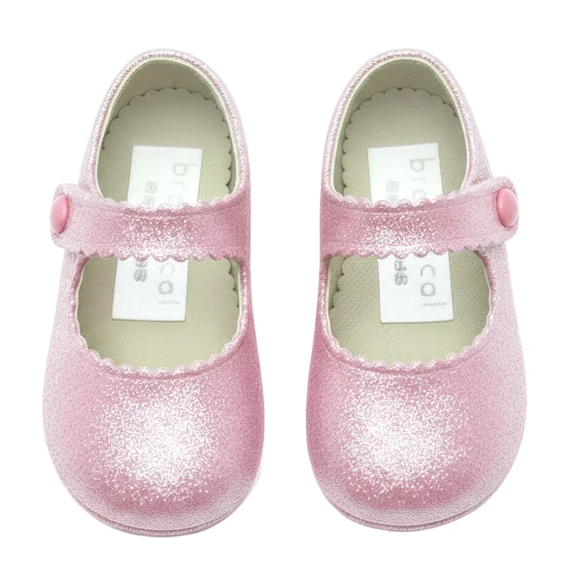 Emma British Pre-Walker Baby Shoes - Pink Glitter