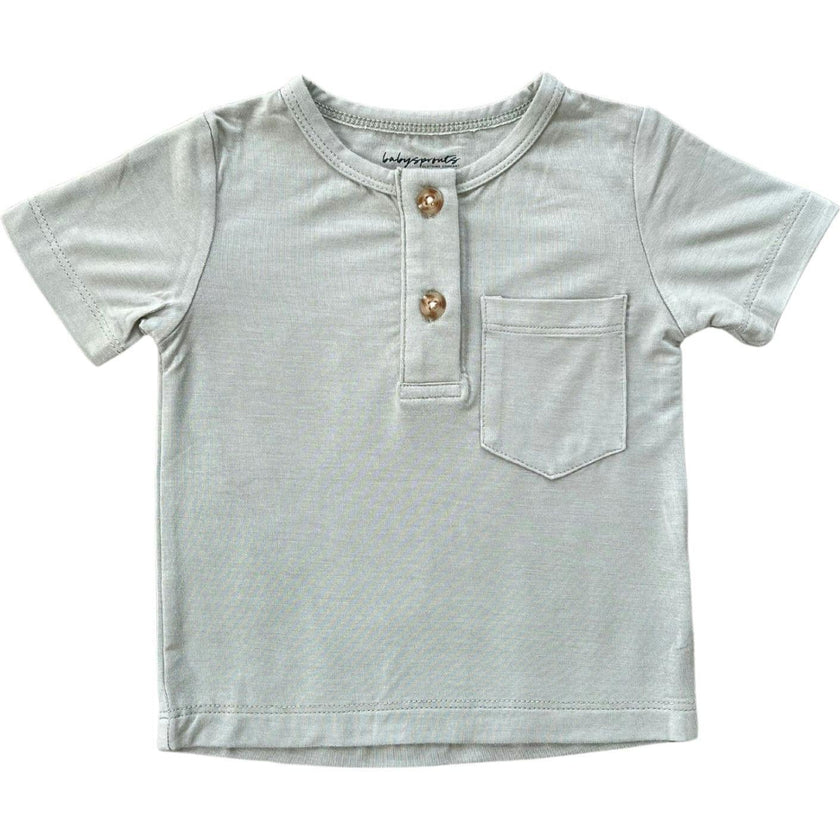 Boy's Short Sleeve Henley Shirt Retro Banner